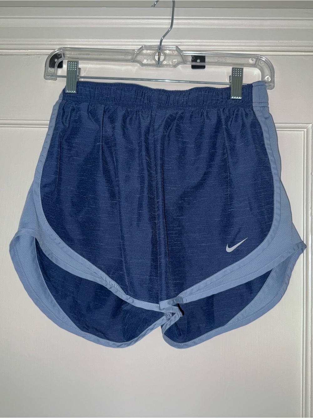 Nike Women's Navy and Light Blue Athletic Running Shorts